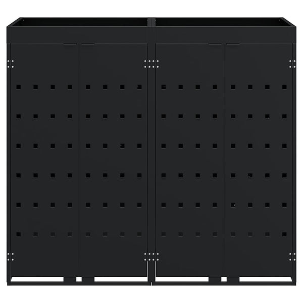 vidaXL Wheelie Bin Shed for 2 Bins Black 136 x 77.5 x 121.5 cm