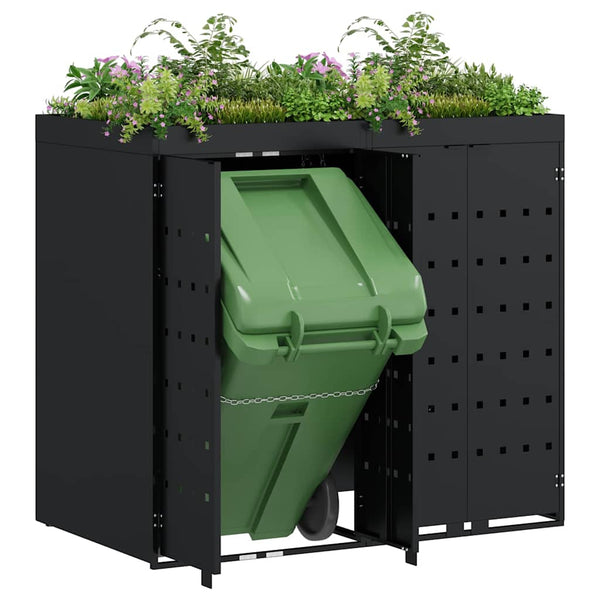 vidaXL Wheelie Bin Shed for 2 Bins Black 136 x 77.5 x 121.5 cm