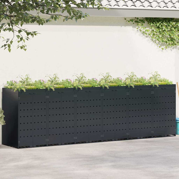 vidaXL Wheelie Bin Shed for 6 Bins Black 408 x 77.5 x 121.5 cm