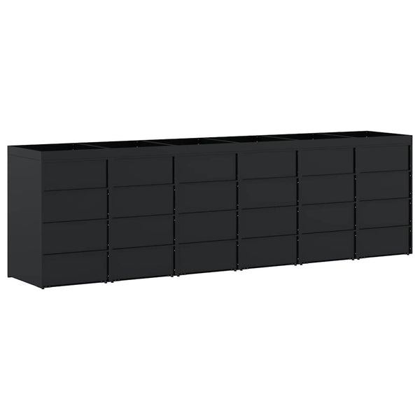 vidaXL Wheelie Bin Shed for 6 Bins Black 408 x 77.5 x 121.5 cm