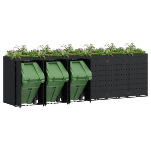 vidaXL Wheelie Bin Shed for 6 Bins Black 408 x 77.5 x 121.5 cm
