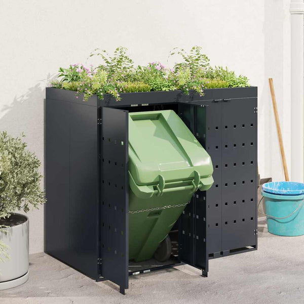 vidaXL Wheelie Bin Shed for 2 Bins Anthracite