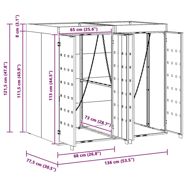 vidaXL Wheelie Bin Shed for 2 Bins Anthracite