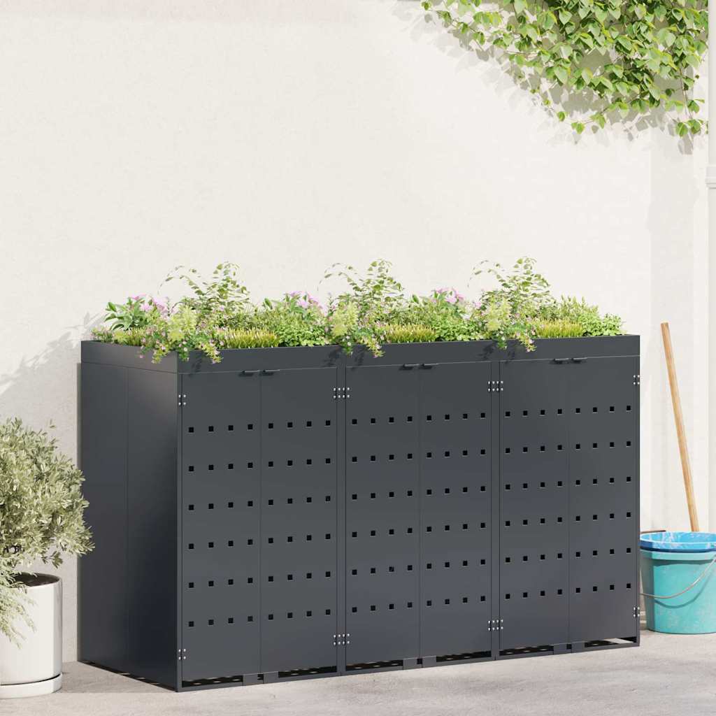 vidaXL Triple Wheelie Bin Shed Anthracite