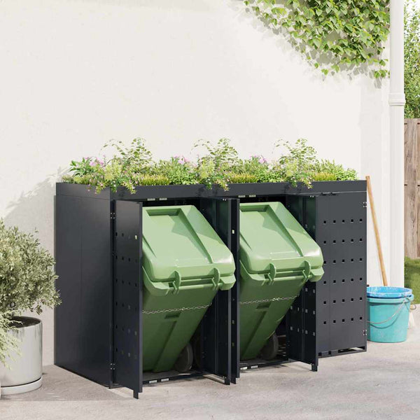 vidaXL Triple Wheelie Bin Shed Anthracite