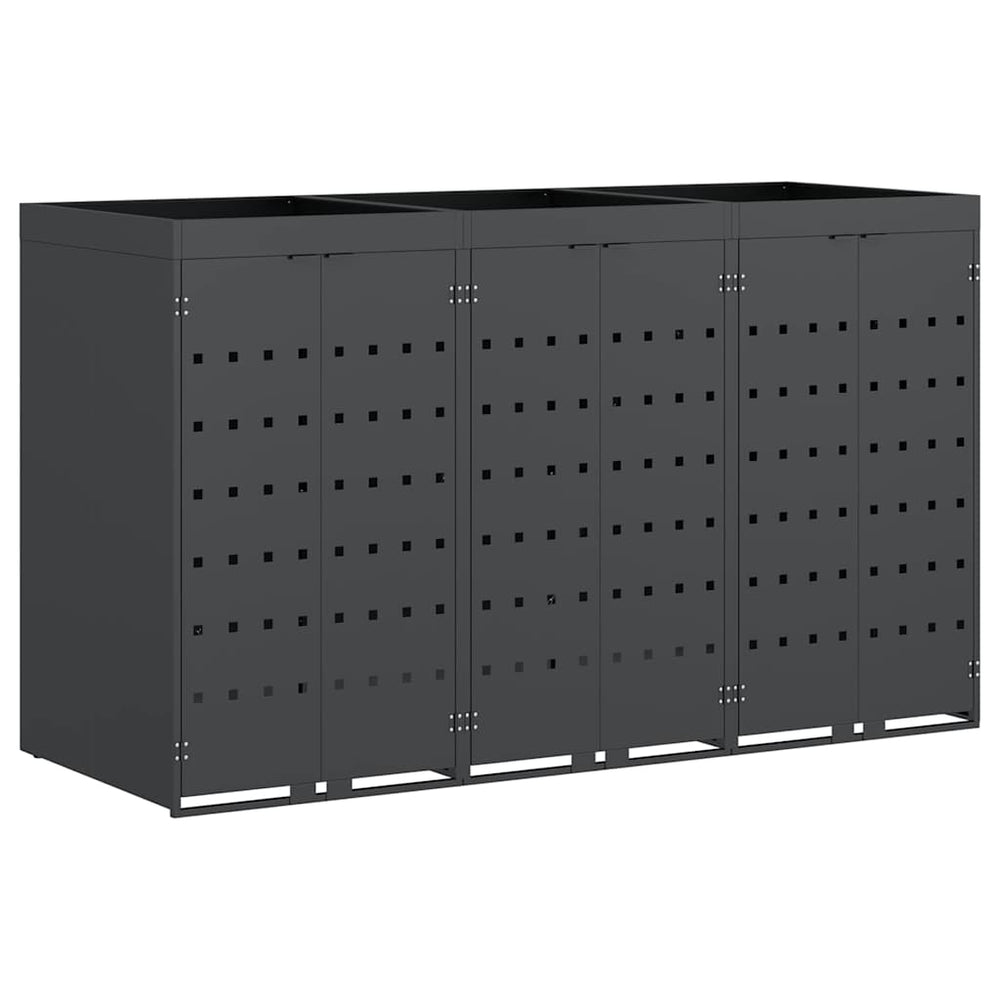 vidaXL Triple Wheelie Bin Shed Anthracite