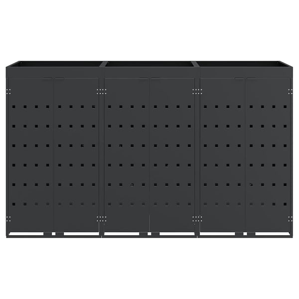 vidaXL Triple Wheelie Bin Shed Anthracite