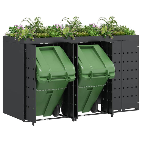 vidaXL Triple Wheelie Bin Shed Anthracite