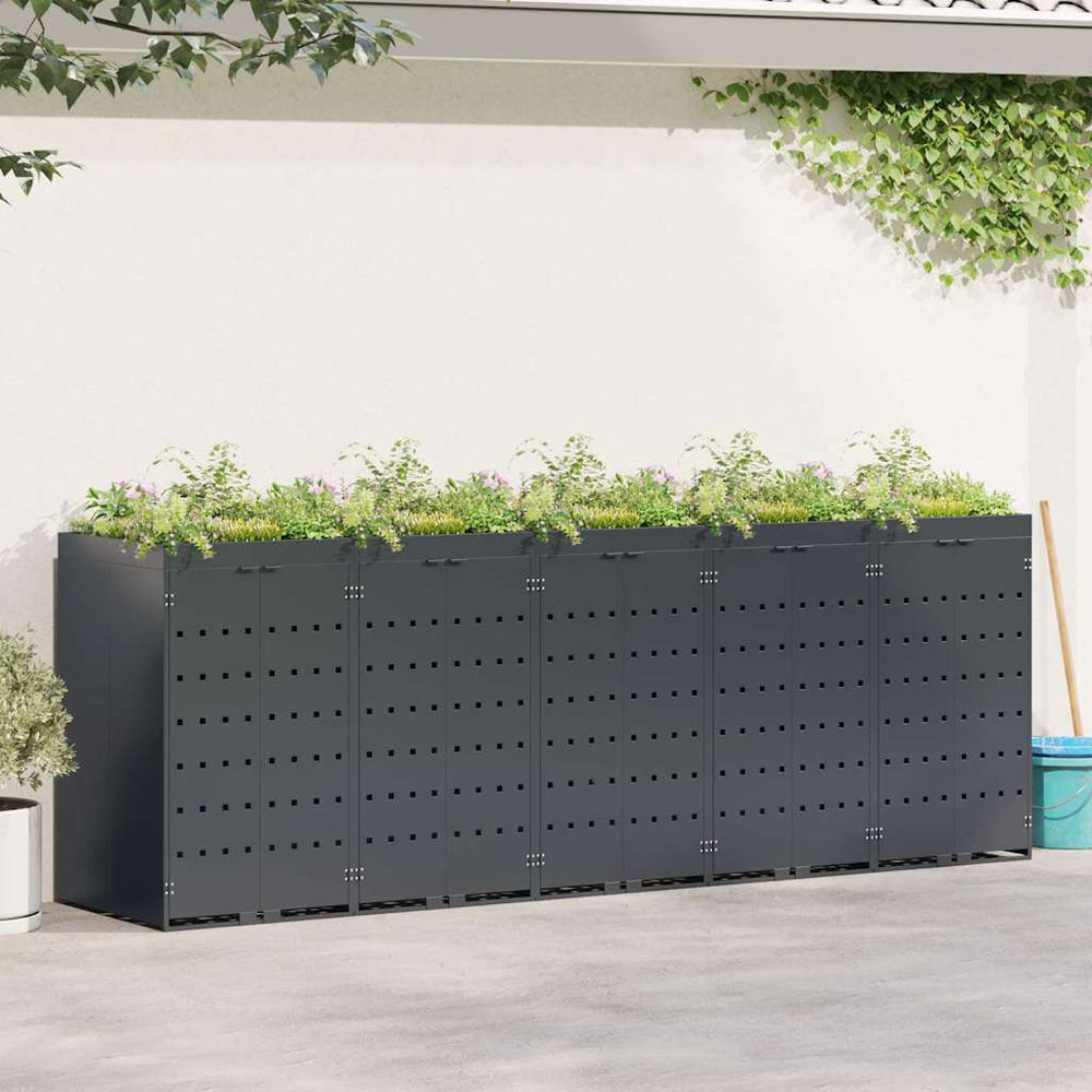 vidaXL Wheelie Bin Shed for 5 Bins Anthracite