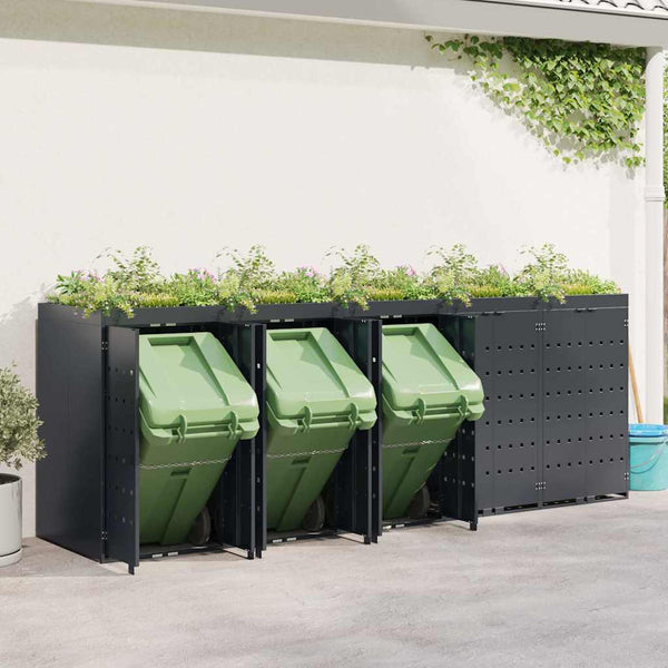 vidaXL Wheelie Bin Shed for 5 Bins Anthracite