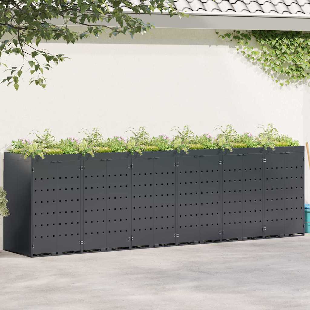 vidaXL Wheelie Bin Shed for 6 Bins Anthracite