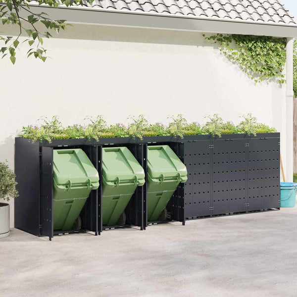 vidaXL Wheelie Bin Shed for 6 Bins Anthracite