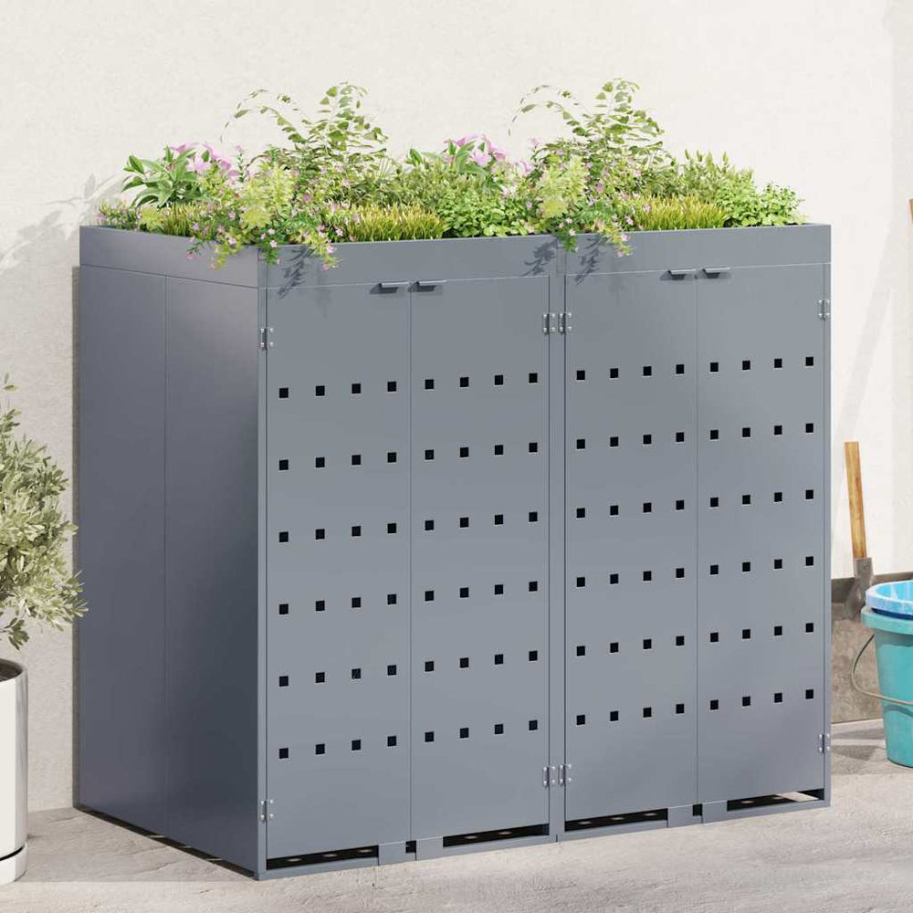 vidaXL Double Bin Store Light Grey 136 x 77.5 x 121.5 cm
