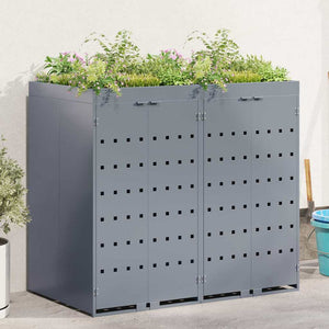 vidaXL Double Bin Store Light Grey 136 x 77.5 x 121.5 cm