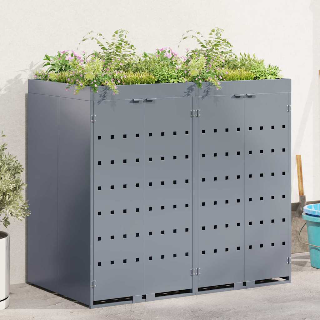 vidaXL Double Bin Store Light Grey 136 x 77.5 x 121.5 cm