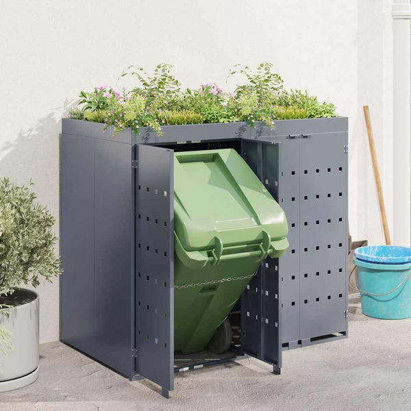 vidaXL Double Bin Store Light Grey 136 x 77.5 x 121.5 cm