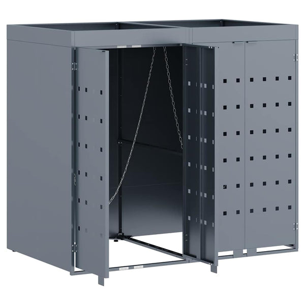 vidaXL Double Bin Store Light Grey 136 x 77.5 x 121.5 cm
