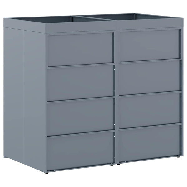 vidaXL Double Bin Store Light Grey 136 x 77.5 x 121.5 cm