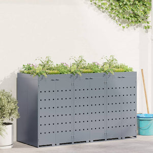 vidaXL Triple Wheelie Bin Shed Light Grey 204 x 77.5 x 121.5 cm