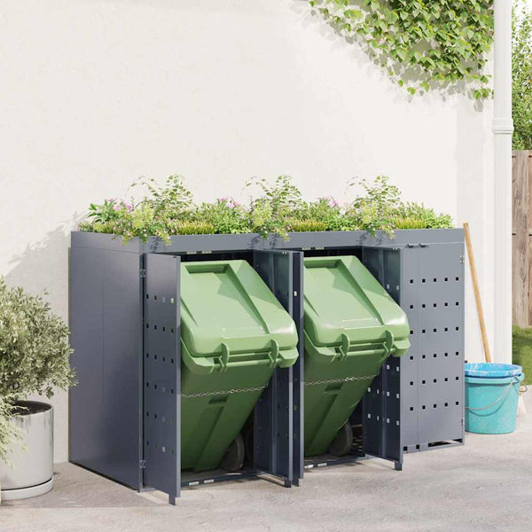 vidaXL Triple Wheelie Bin Shed Light Grey 204 x 77.5 x 121.5 cm