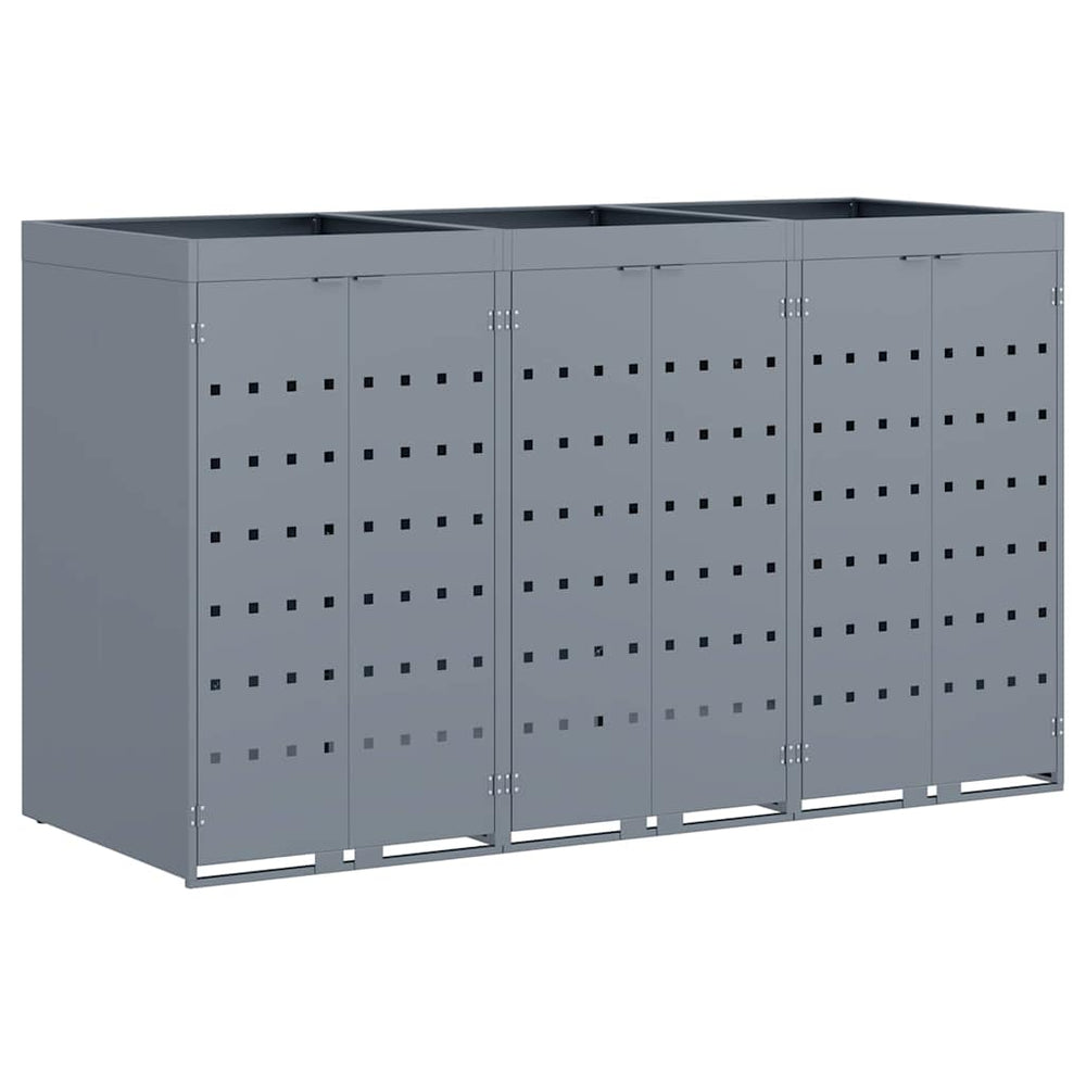 vidaXL Triple Wheelie Bin Shed Light Grey 204 x 77.5 x 121.5 cm
