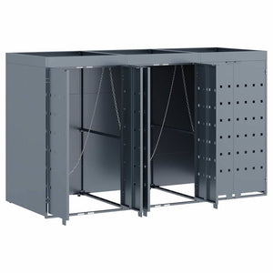 vidaXL Triple Wheelie Bin Shed Light Grey 204 x 77.5 x 121.5 cm