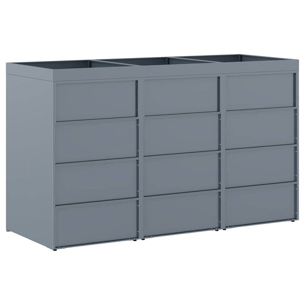 vidaXL Triple Wheelie Bin Shed Light Grey 204 x 77.5 x 121.5 cm
