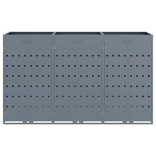 vidaXL Triple Wheelie Bin Shed Light Grey 204 x 77.5 x 121.5 cm