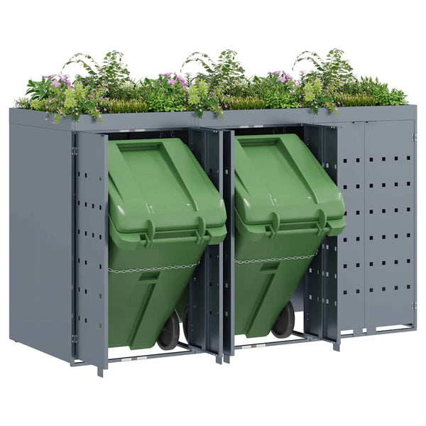 vidaXL Triple Wheelie Bin Shed Light Grey 204 x 77.5 x 121.5 cm
