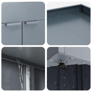 vidaXL Wheelie Bin Shed for 4 Bins Light Grey 272 x 77.5 x 121.5 cm