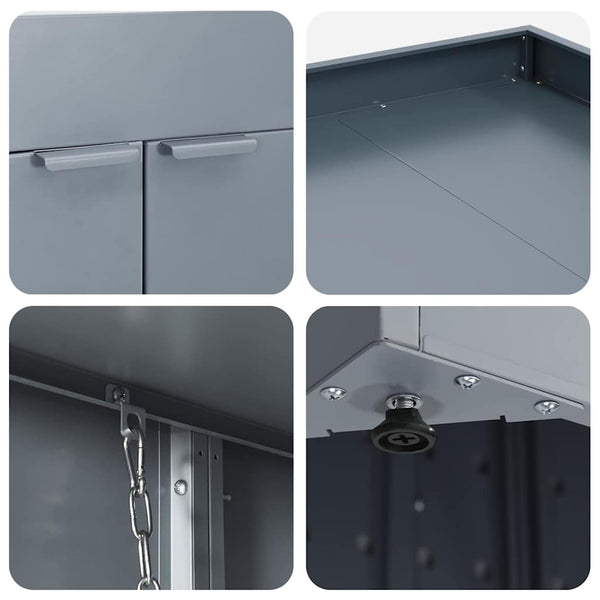 vidaXL Wheelie Bin Shed for 4 Bins Light Grey 272 x 77.5 x 121.5 cm