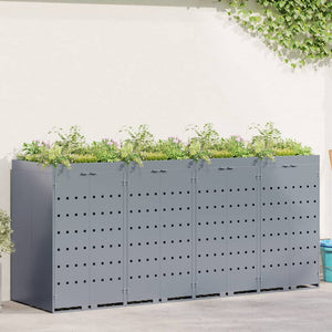 vidaXL Wheelie Bin Shed for 4 Bins Light Grey 272 x 77.5 x 121.5 cm