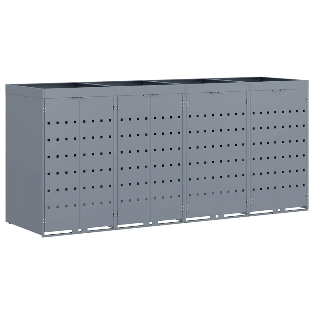 vidaXL Wheelie Bin Shed for 4 Bins Light Grey 272 x 77.5 x 121.5 cm
