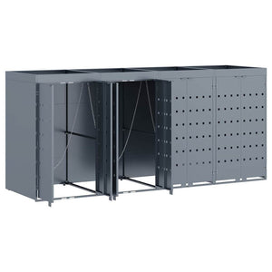 vidaXL Wheelie Bin Shed for 4 Bins Light Grey 272 x 77.5 x 121.5 cm