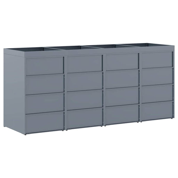 vidaXL Wheelie Bin Shed for 4 Bins Light Grey 272 x 77.5 x 121.5 cm