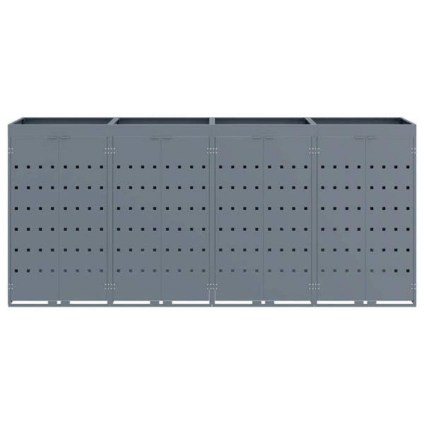vidaXL Wheelie Bin Shed for 4 Bins Light Grey 272 x 77.5 x 121.5 cm