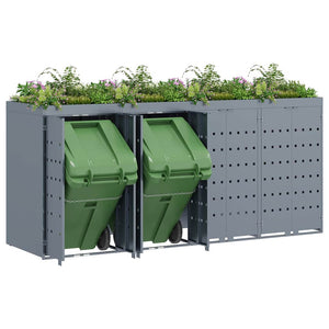 vidaXL Wheelie Bin Shed for 4 Bins Light Grey 272 x 77.5 x 121.5 cm