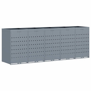 vidaXL Wheelie Bin Shed for 5 Bins Light Grey 340 x 77.5 x 121.5 cm