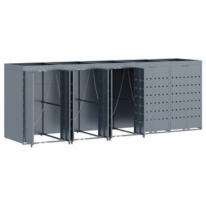 vidaXL Wheelie Bin Shed for 5 Bins Light Grey 340 x 77.5 x 121.5 cm