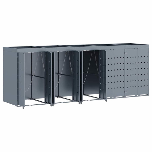 vidaXL Wheelie Bin Shed for 5 Bins Light Grey 340 x 77.5 x 121.5 cm