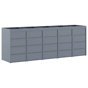 vidaXL Wheelie Bin Shed for 5 Bins Light Grey 340 x 77.5 x 121.5 cm