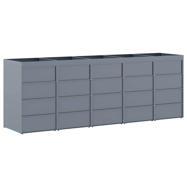vidaXL Wheelie Bin Shed for 5 Bins Light Grey 340 x 77.5 x 121.5 cm
