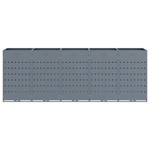 vidaXL Wheelie Bin Shed for 5 Bins Light Grey 340 x 77.5 x 121.5 cm
