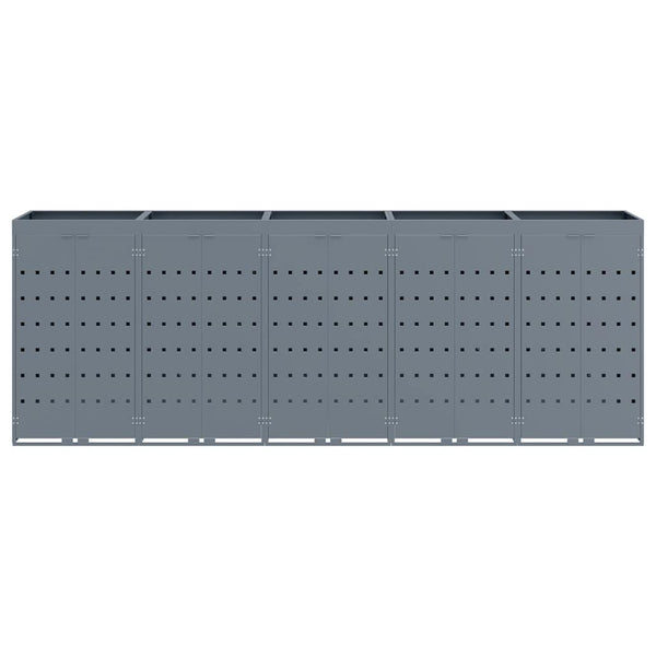vidaXL Wheelie Bin Shed for 5 Bins Light Grey 340 x 77.5 x 121.5 cm