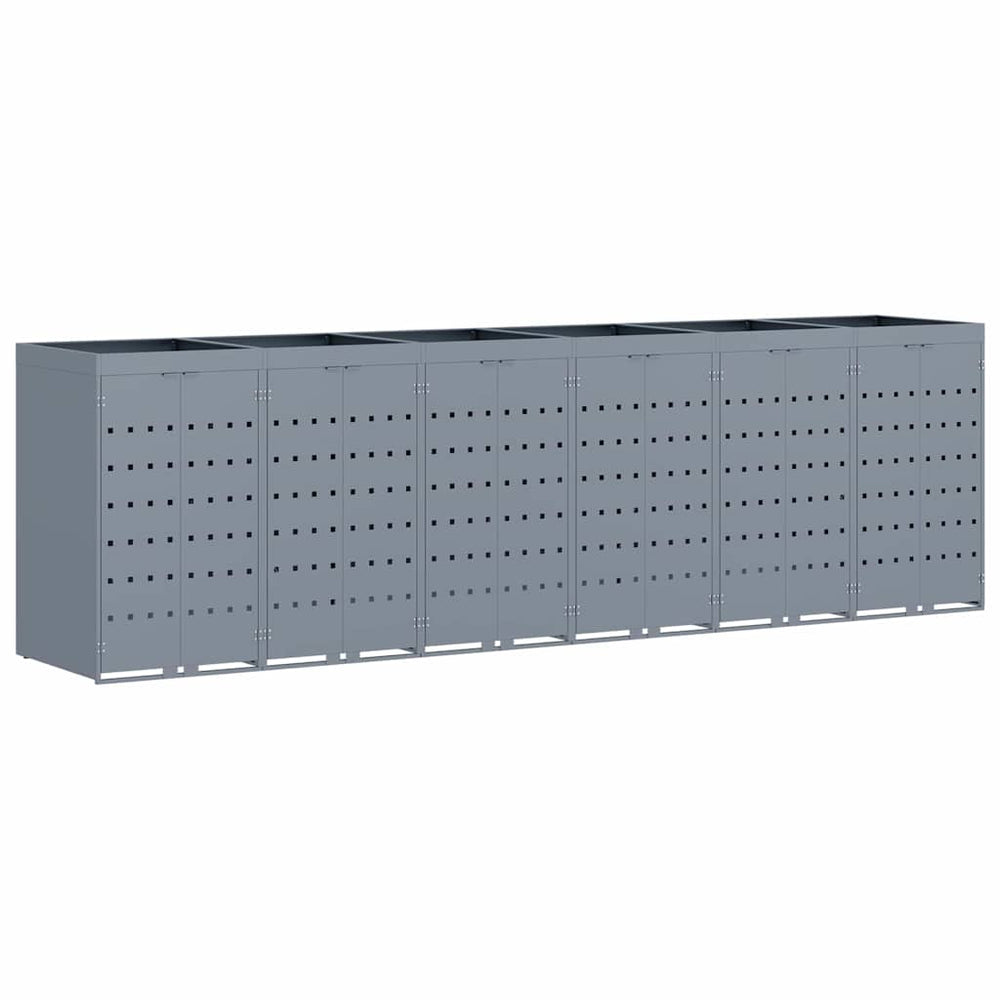 vidaXL Wheelie Bin Storage for 6 Bins Light Grey 408 x 77.5 x 121.5 cm