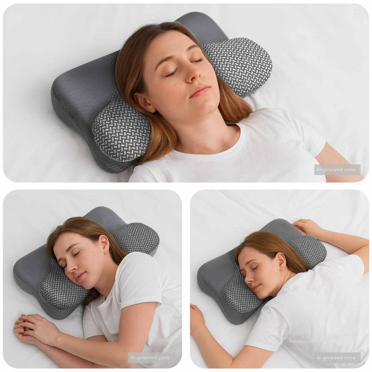vidaXL Neck Pillow Grey Memory Foam 58 x 36 x 13 cm