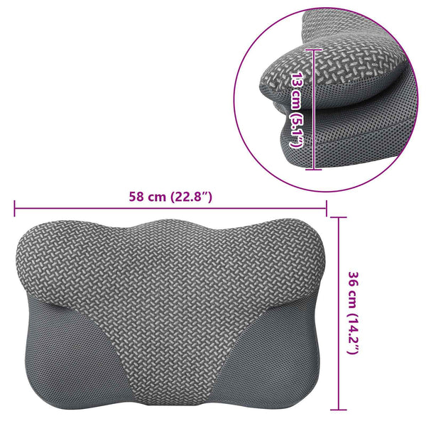 vidaXL Neck Pillow Grey Memory Foam 58 x 36 x 13 cm