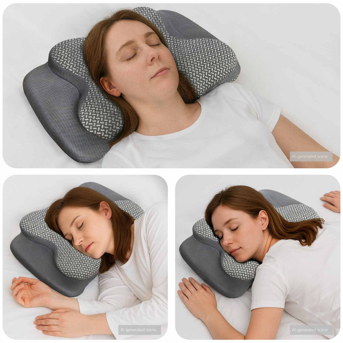 vidaXL Neck Pillow Grey Visco Foam 58 x 38 x 12 cm