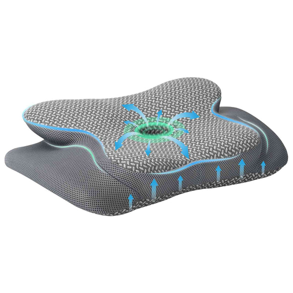 vidaXL Neck Pillow Grey Visco Foam 58 x 38 x 12 cm