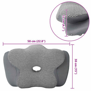 vidaXL Neck Pillow Grey Visco Foam 58 x 38 x 12 cm